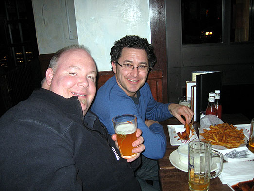 Steve, William, Beer, Wings and Fries