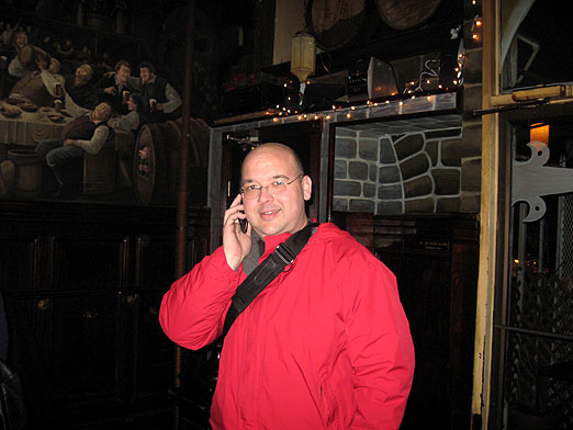 The perpetually connected Robert K. at Burp Castle